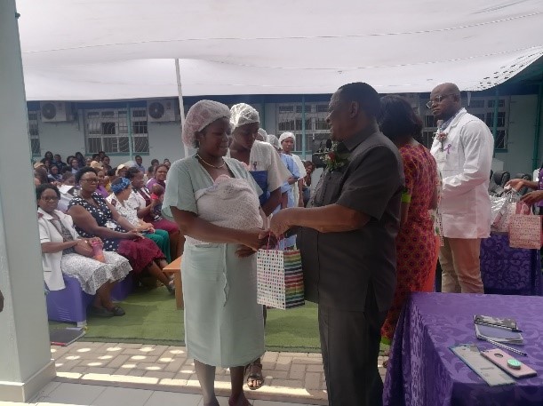 Minister Distributing Gifts During 2019 WPD In Namibia, Northern Oshana Region.