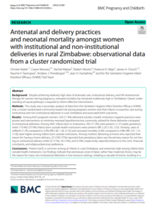 Antenatal and delivery practices and neonatal mortality amongst women with institutional and non-institutional deliveries in rural Zimbabwe: observational data from a cluster randomized trial