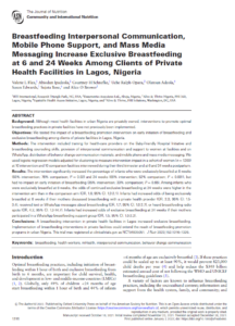 Breastfeeding Interpersonal Communication, Mobile Phone Support, and Mass Media Messaging Increase Exclusive Breastfeeding at 6 and 24 Weeks Among Clients of Private Health Facilities in Lagos, Nigeria