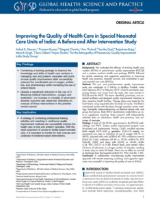 Improving the Quality of Health Care in Special Neonatal Care Units of India: A Before and After Intervention Study