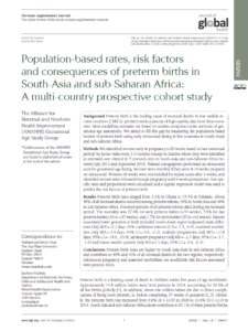 Population-based rates, risk factors and consequences of preterm births in South-Asia and sub-Saharan Africa: A multi-country prospective cohort study