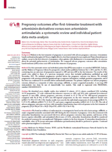 Pregnancy outcomes after first-trimester treatment with artemisinin derivatives versus non-artemisinin antimalarials: a systematic review and individual patient data meta-analysis