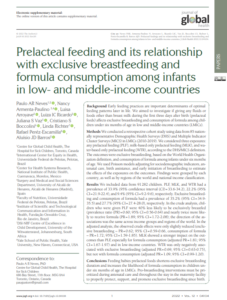 Prelacteal feeding and its relationship with exclusive breastfeeding and formula consumption among infants in low- and middle-income countries